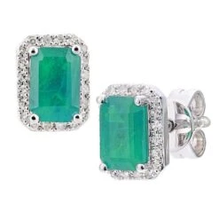 0.10ct Diamond, Emerald Earrings