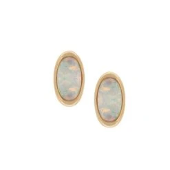 9CT R/G C.OPAL LONG OVAL EARRINGS
