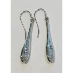 9ct White Gold Long Droppers With Engraved Bottom