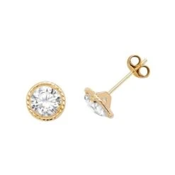 9CT YEL GOLD ROUND CZ STUD EARRINGS