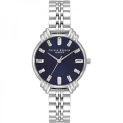 Olivia Burton Art Deco Midi Dial Navy & Silver Bracelet Watch