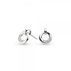 Bevel Cirque Pave CZ RP Drop Earrings