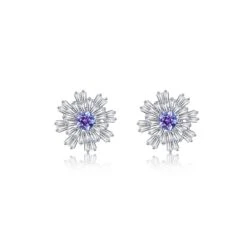 Carpe Diem Silver Flower Burst Stud Earrings