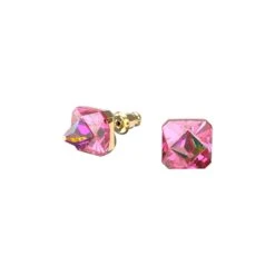 Chroma Stud Earrings Pyramid Cut Crystals, Pink