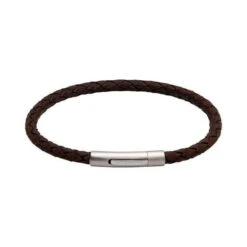 Unique Dark Brown Leather Bracelet 21cm