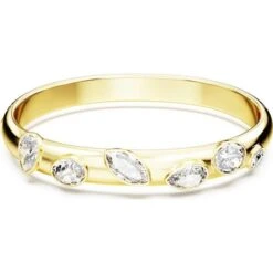 Dextera Bangle, Mixed Cuts, White, Gold-tone