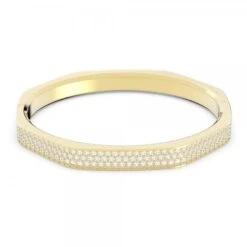 Dextera Bangle, Octagon, Pavé, White, Gold-tone