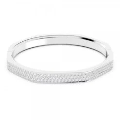 Dextera Bangle, Octagon, Pavé, White, Rhodium