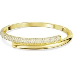 Dextera Bangle, White, Gold-tone Plated, S