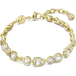 Dextera Bracelet, Mixed Cuts, White, Gold, Medium