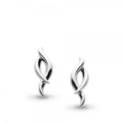 Entwine Twine Rhodium Plated Stud Earrings