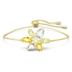 Gema Bracelet, Mixed Cuts, Flower, Yellow, Gold