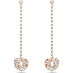 Generation Drop Earrings, Long, White, Rose-gold