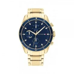 Gents Chronograph Bracelet Strap Watch - Gold/Blue