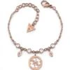 Guess Rose Gold Clear Crystal And 4G Logo Charm Bracelet -Tissot || Longines || Omega Shop guess rose gold clear crystal and 4g logo charm bracelet p44581 61331 image