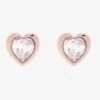 Ted Baker Han Rose Gold Finish Crystal Heart Stud Earrings