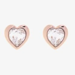 Ted Baker Han Rose Gold Finish Crystal Heart Stud Earrings