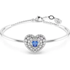 Hyperbola Bangle, Heart, Blue, Rhodium