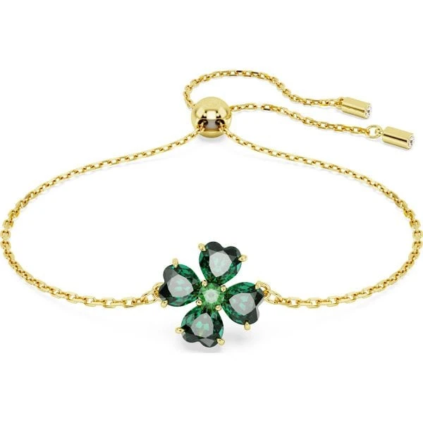 Idyllia Bracelet, Mixed Cuts, Clover, Green, Gold 3 Idyllia Bracelet, Mixed Cuts, Clover, Green, Gold