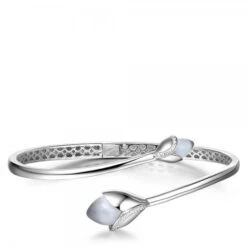 Magnolia Rhodium Plated Bangle Bracelet