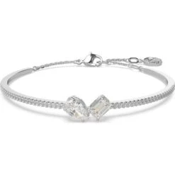 Mesmera Bangle, Mixed Cuts, White, Rhodium, M