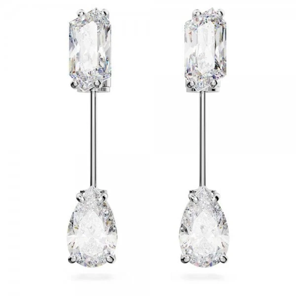 Mesmera Bar Earrings, Mixed Cuts, White, Rhodium 3 Mesmera Bar Earrings, Mixed Cuts, White, Rhodium