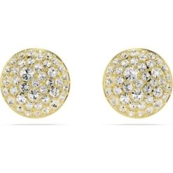 Meteora Stud Earrings, White, Gold-tone Plated