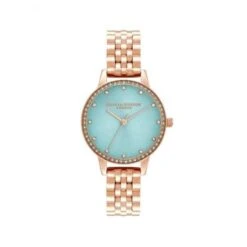 Olivia Burton Mint & Rose Gold Classic Sparkle Bezel Ladies