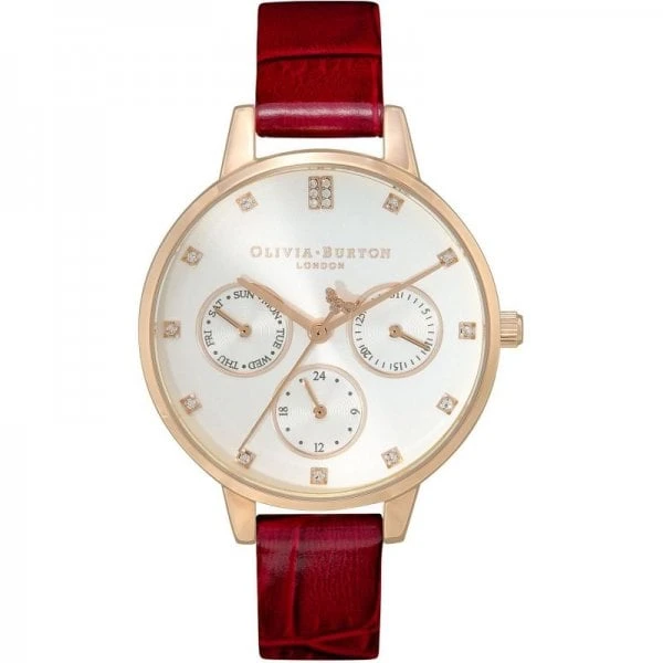 Olivia Burton Multifunction 34mm White Leather Strap Watch 3 Olivia Burton Multifunction 34mm White Leather Strap Watch