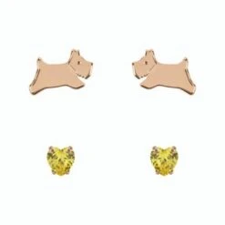 Rose Gold & Citrine Earring Set