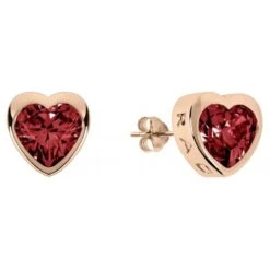 Rose Gold Red Heart Earrings