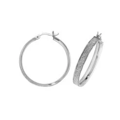 Silver 25mm Moondust Hoop Earrings