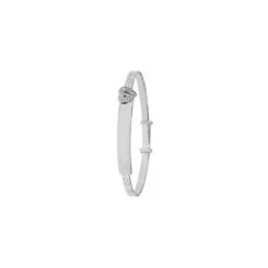 Silver Babies Round CZ Heart ID Bangle