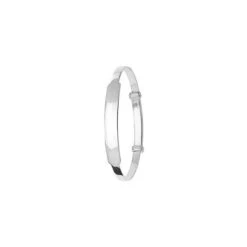 Silver Babies Round Plain ID Expandable Bangle