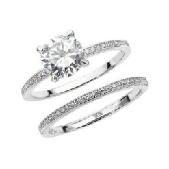 Silver Bridal CZ Set Band & Ring