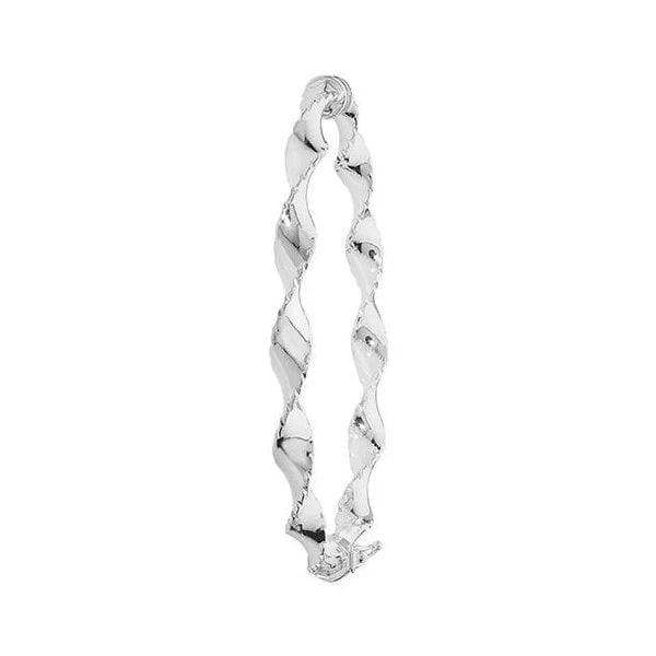 SILVER LADIES' OVAL DIA CUT TWISTED HINGED BANGLE 3 SILVER LADIES' OVAL DIA CUT TWISTED HINGED BANGLE