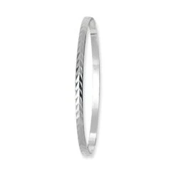 Silver Ladies Round Diamond Cut Bangle