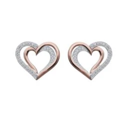 Unique Silver Stud Earrings W/ Rose Gold & CZ