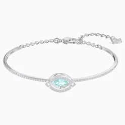 SPARKLING DANCE BANGLE, GREEN, RHODIUM PLATED