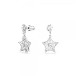 Stella Drop Earrings Star, White, Rhodium