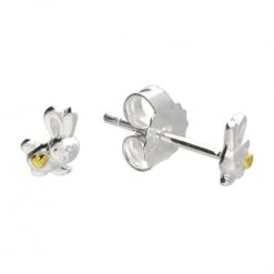 Sterling Silver Earrings - Two Tone Cute Rabbit