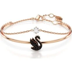 Swarovski Iconic Swan Bangle, Swan, Black, Rose