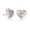Tree Of Life White Topaz Heart Stud Earrings