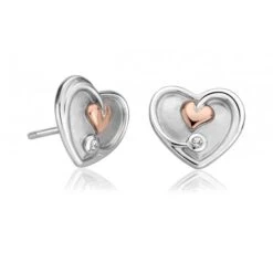 Tree Of Life White Topaz Heart Stud Earrings